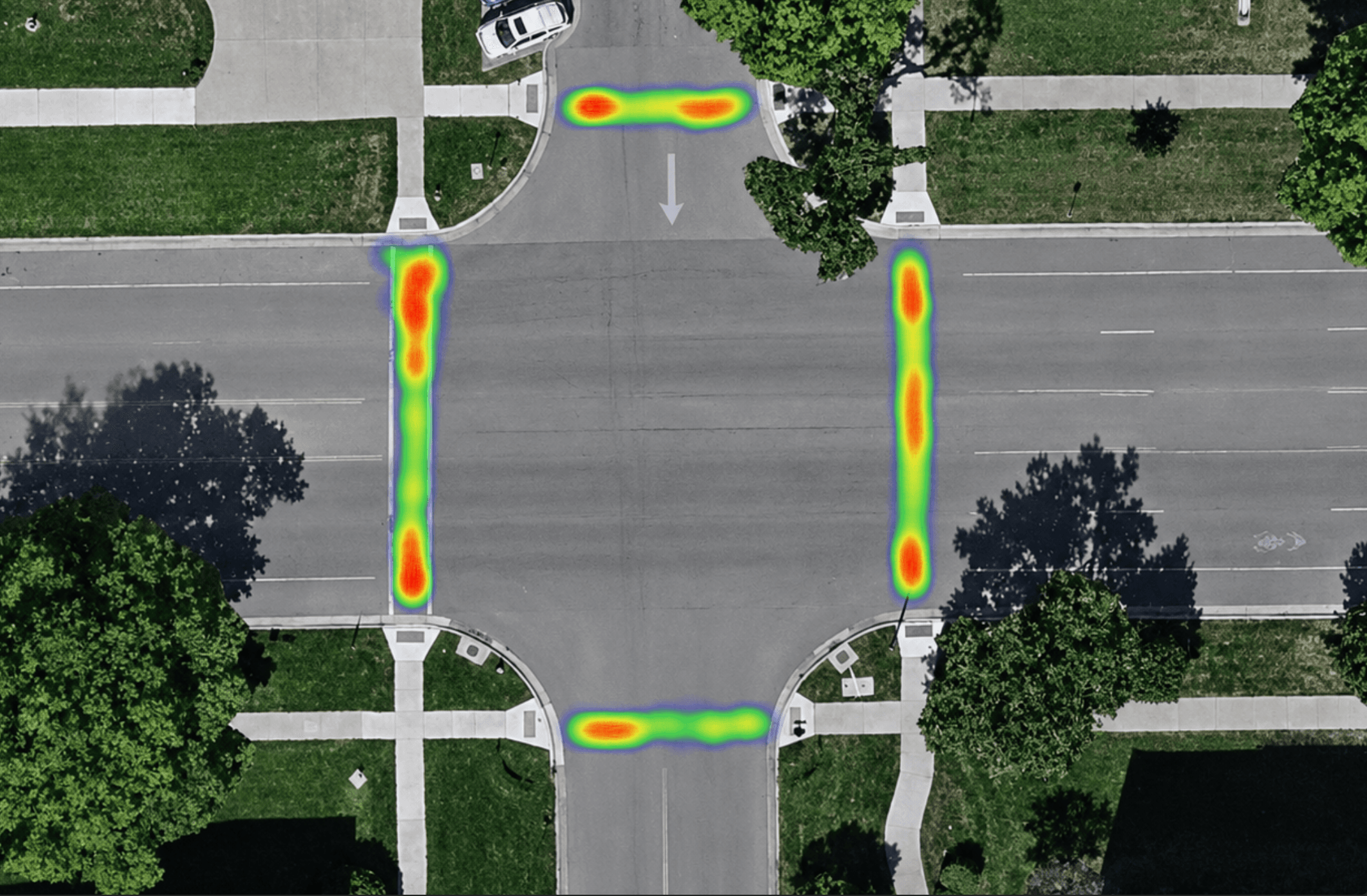 Heatmap view of the SW Polk Street and SW 10th Avenue intersection
